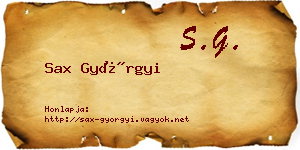 Sax Györgyi névjegykártya